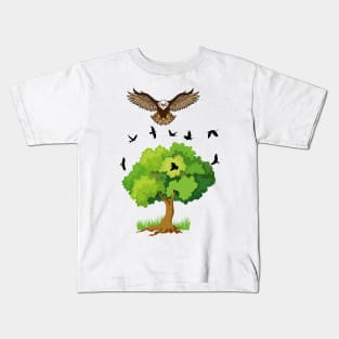 Flying Birds by the Tree Kids T-Shirt